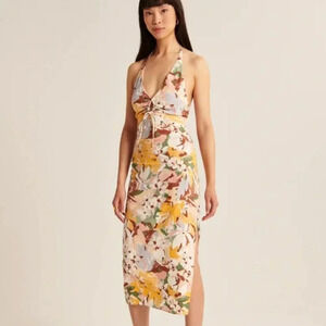 Abercrombie & Fitch Halter Keyhole Midi Dress Floral  Size XXS